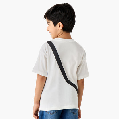 Juniors Slogan Print T-shirt with Attached Pouch