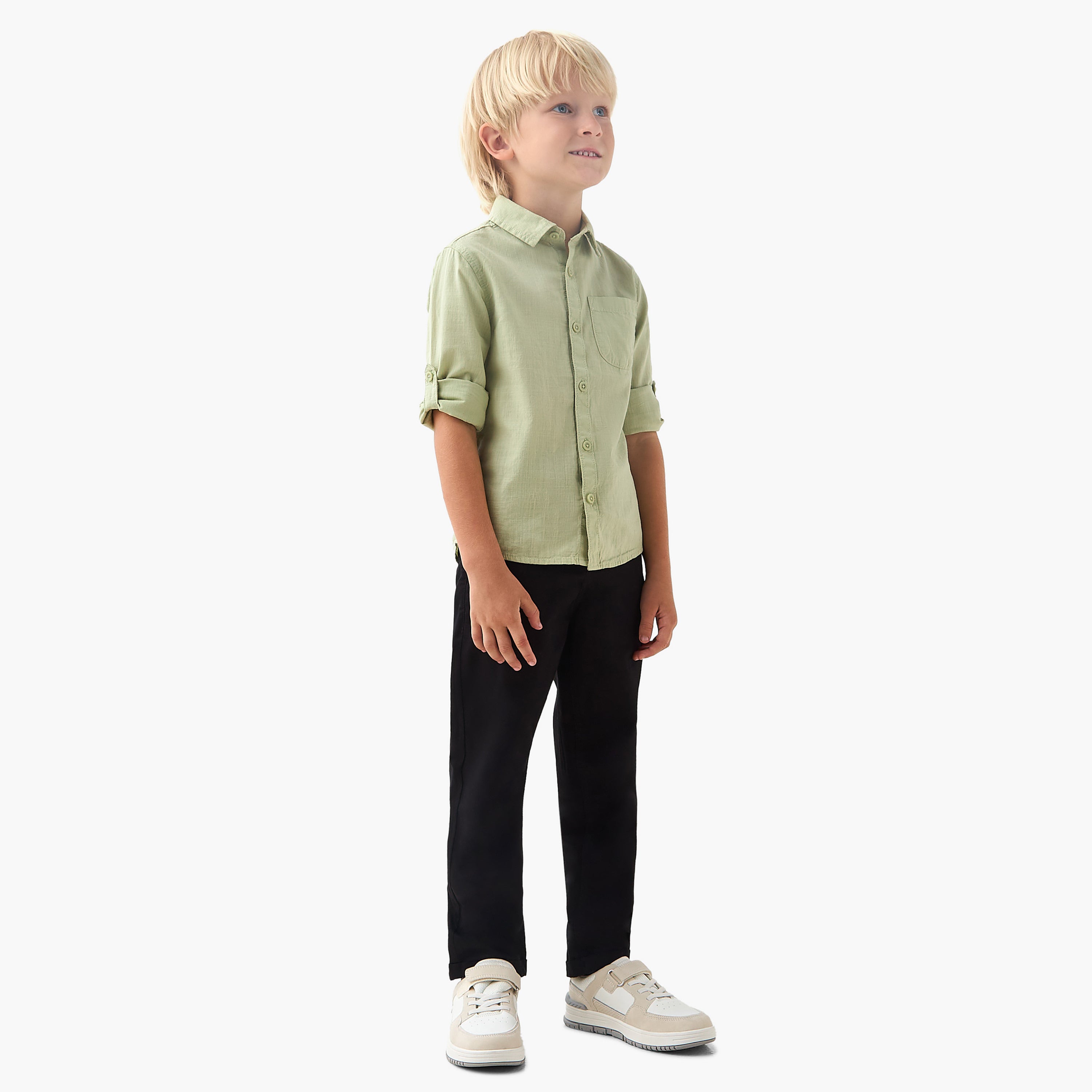 Juniors Long Sleeves Shirt with Chest Pocket