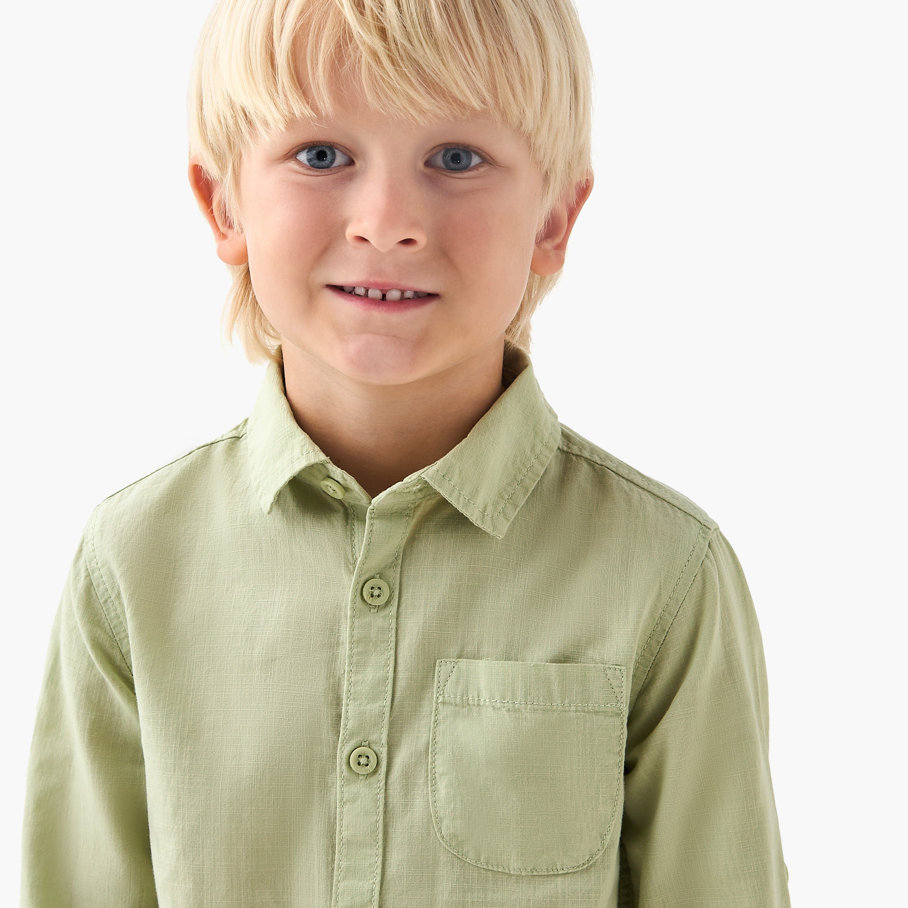 Juniors Long Sleeves Shirt with Chest Pocket
