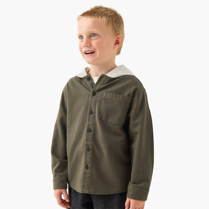 Juniors Long Sleeves Shirt with Hooded Neck - Green / 1-2 yrs