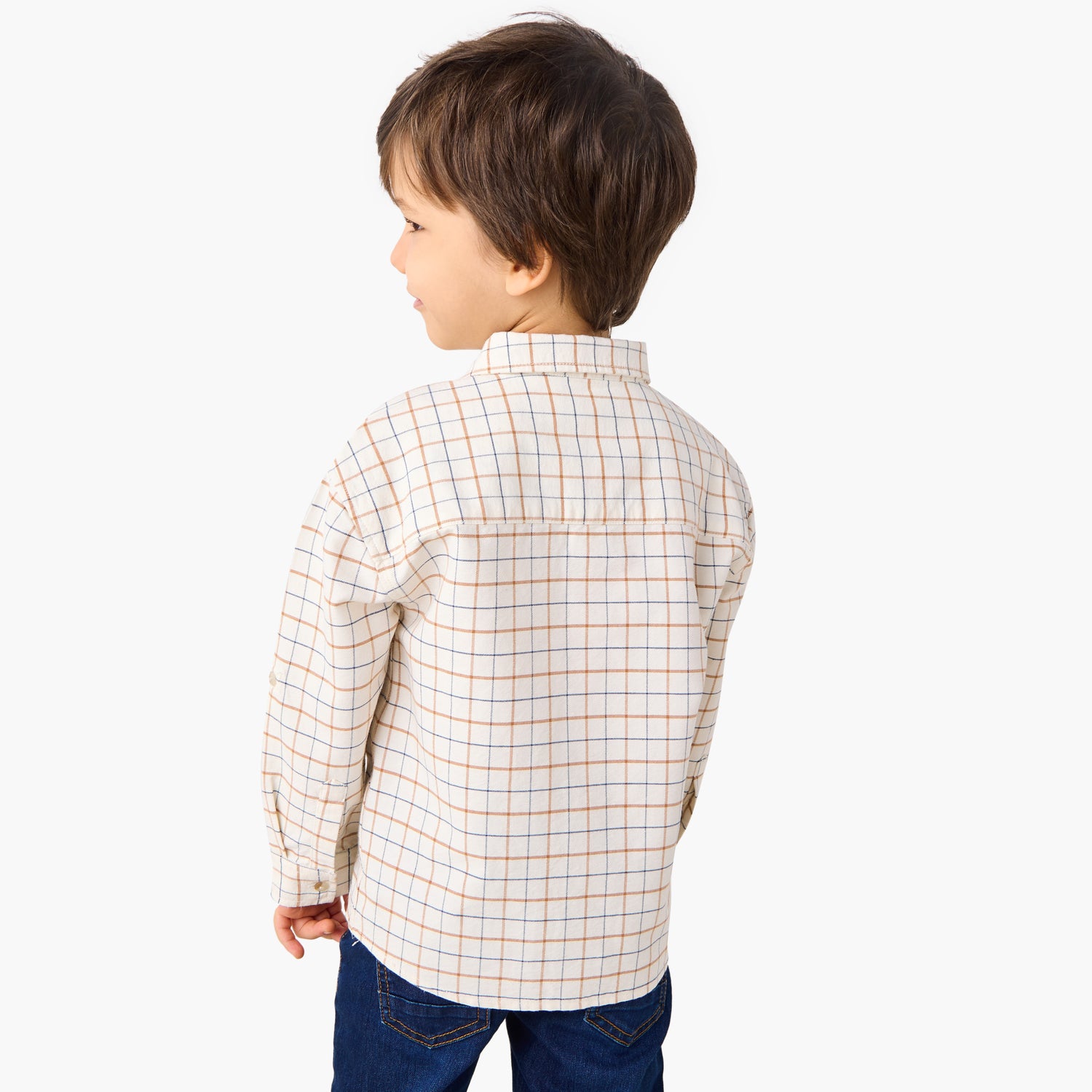 Juniors Checked Shirt with Pocket and Long Sleeves