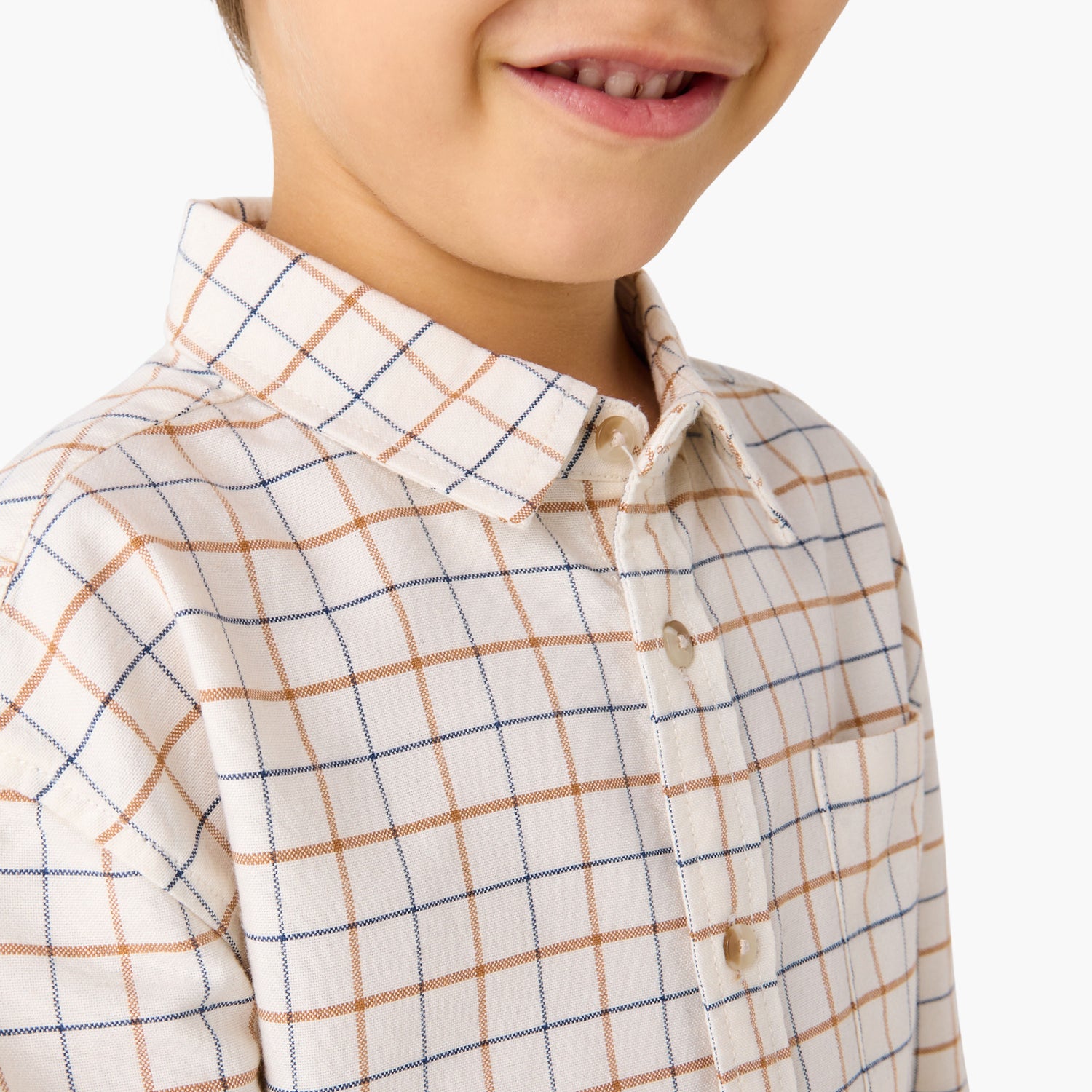 Juniors Checked Shirt with Pocket and Long Sleeves