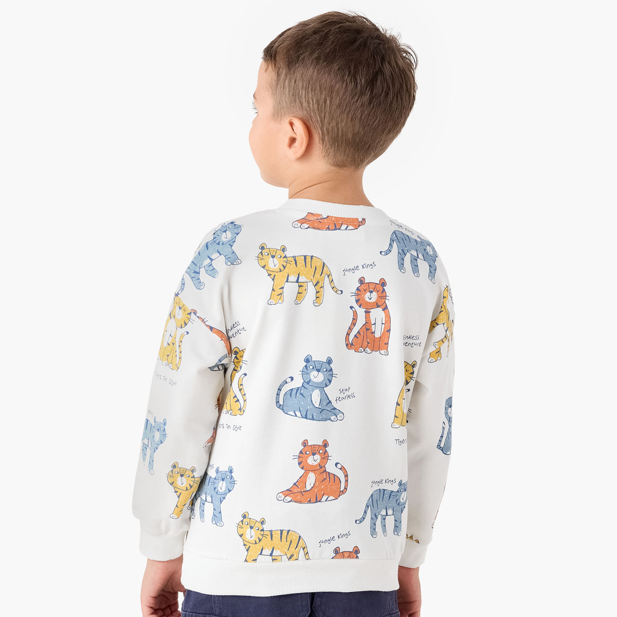 Juniors Tiger Print Sweatshirt with Long Sleeves