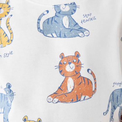 Juniors Tiger Print Sweatshirt with Long Sleeves