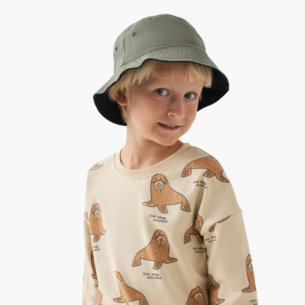 Juniors Walrus Print Pullover with Long Sleeves