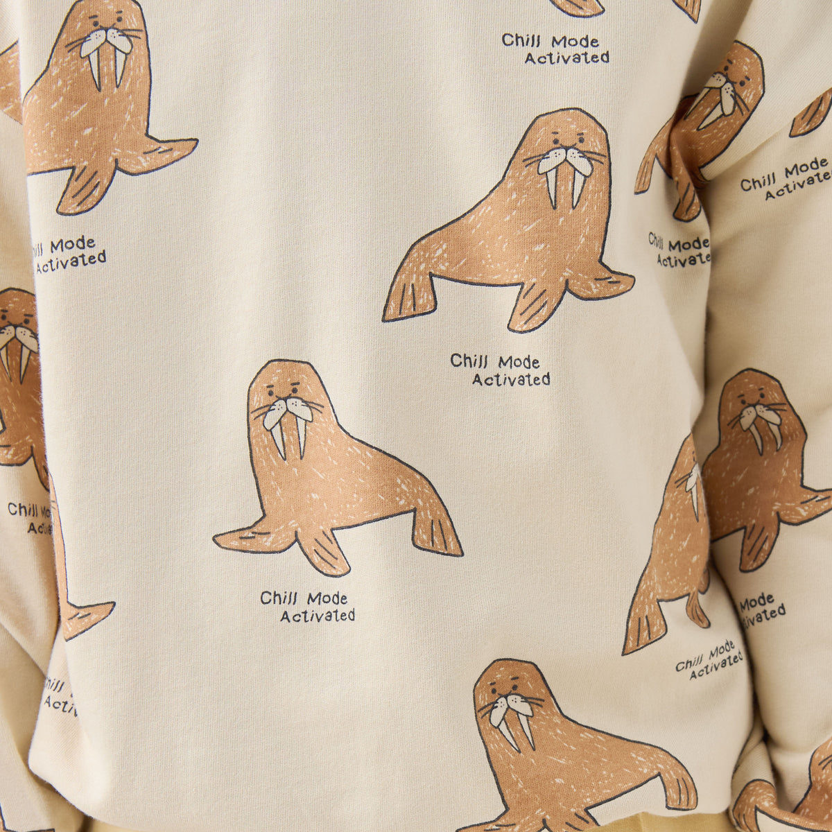 Juniors Walrus Print Pullover with Long Sleeves