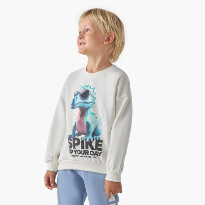 Juniors Dinosaur Print Sweatshirt with Long Sleeves