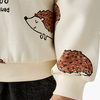 Juniors Printed Hooded Sweatshirt with Long Sleeves