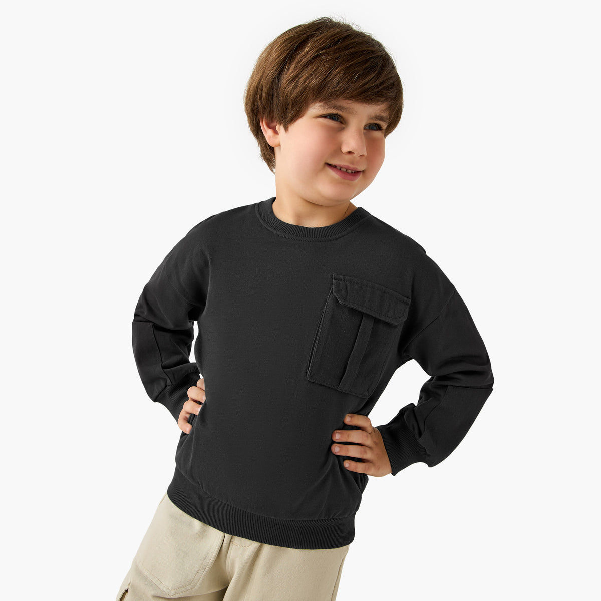 Juniors Chest Pocket Sweatshirt with Long Sleeves