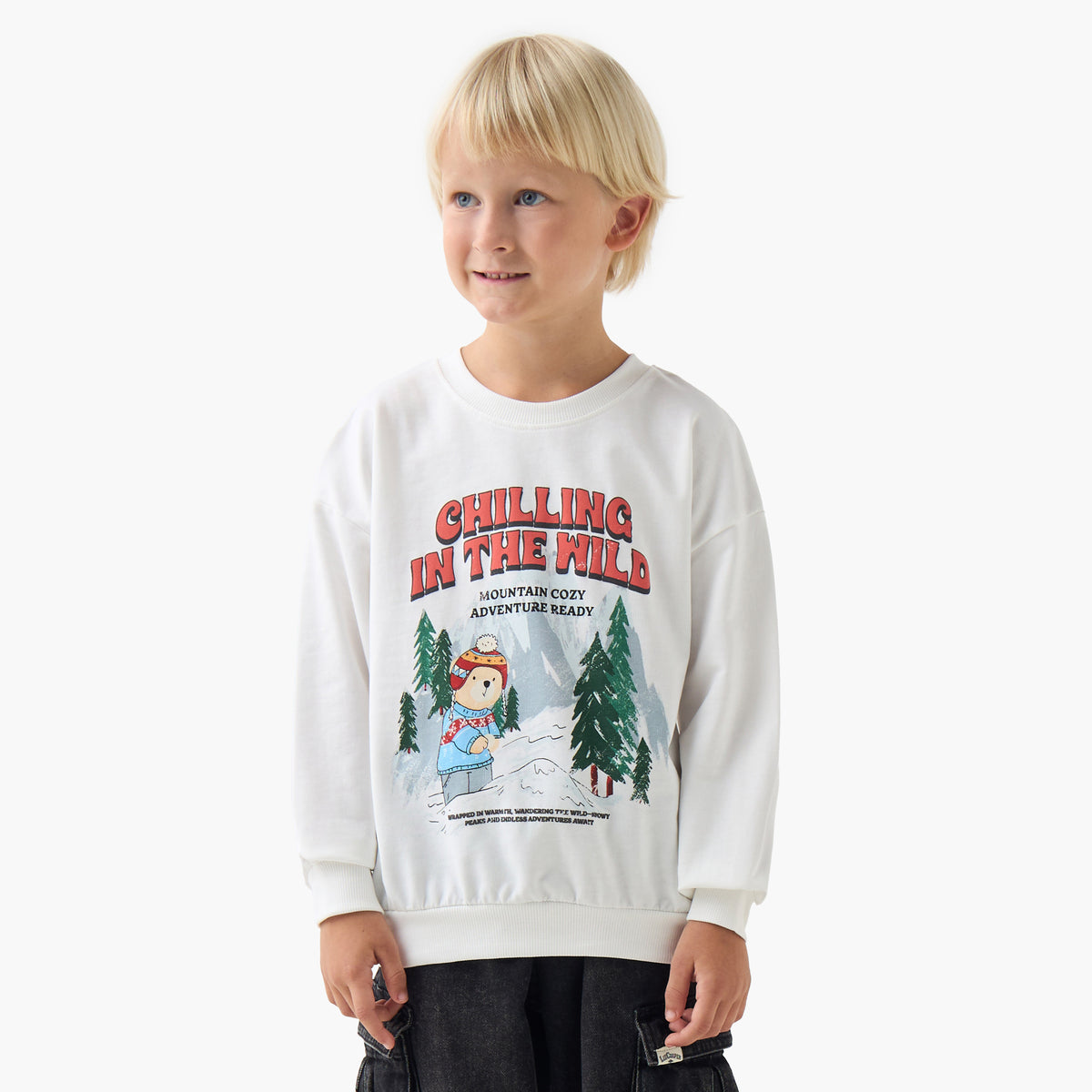 Juniors Graphic Print Pullover with Long Sleeves