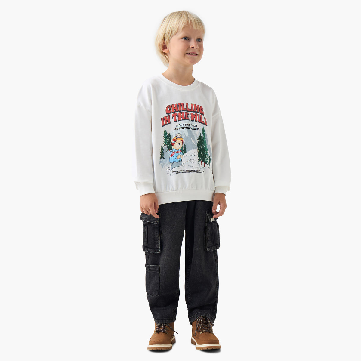 Juniors Graphic Print Pullover with Long Sleeves