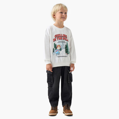 Juniors Graphic Print Pullover with Long Sleeves