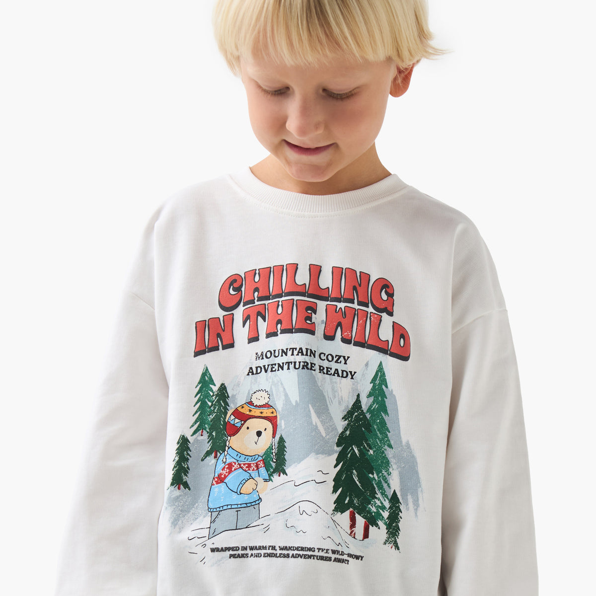 Juniors Graphic Print Pullover with Long Sleeves