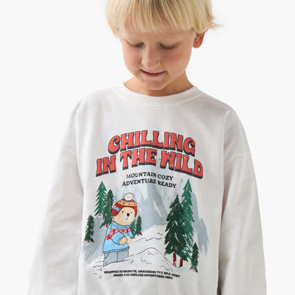 Juniors Graphic Print Pullover with Long Sleeves