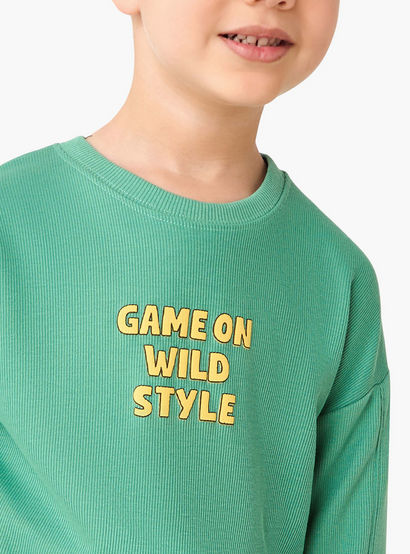 Juniors Boys Sweatshirt and Joggers Set with Slogan Print - Cotton - Long Sleeves - Crew Neck-boys-clothing-setsandcoords-image-5