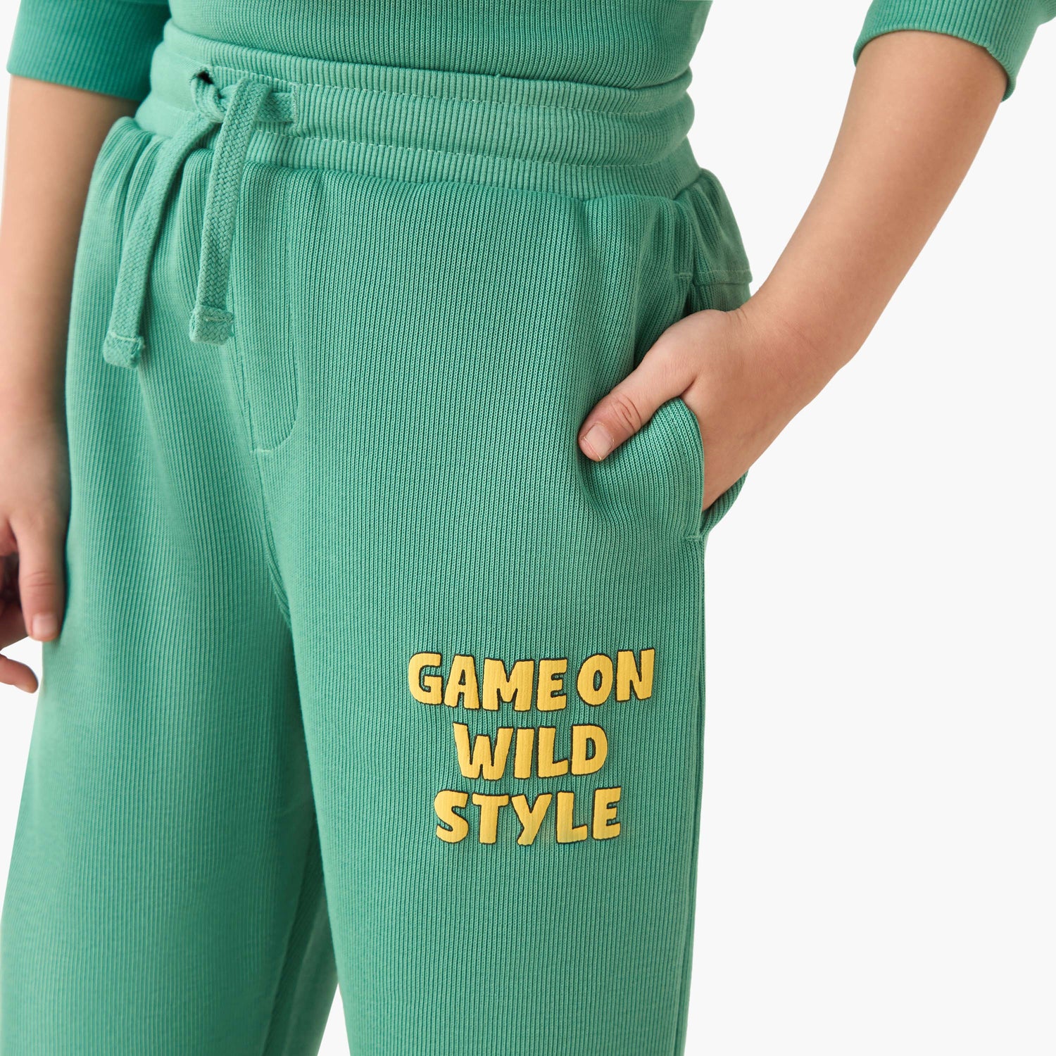 Juniors Boys Sweatshirt and Joggers Set with Slogan Print - Cotton - Long Sleeves - Crew Neck
