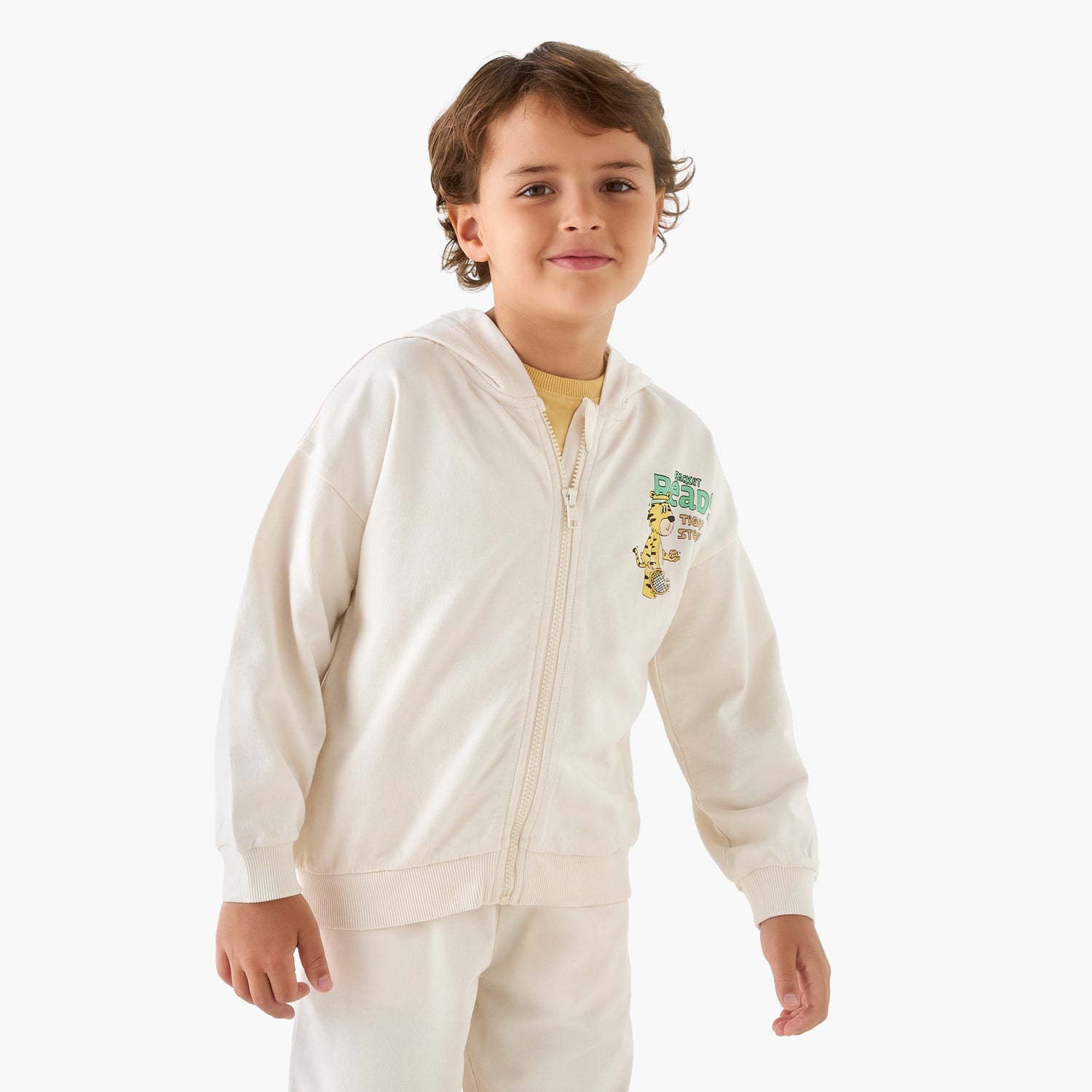 Juniors Tiger Print Hooded Sweatshirt and Joggers Set