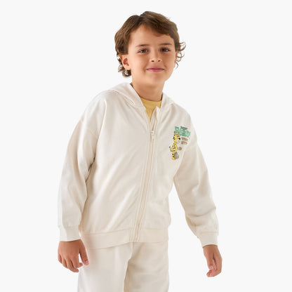 Juniors Tiger Print Hooded Sweatshirt and Joggers Set