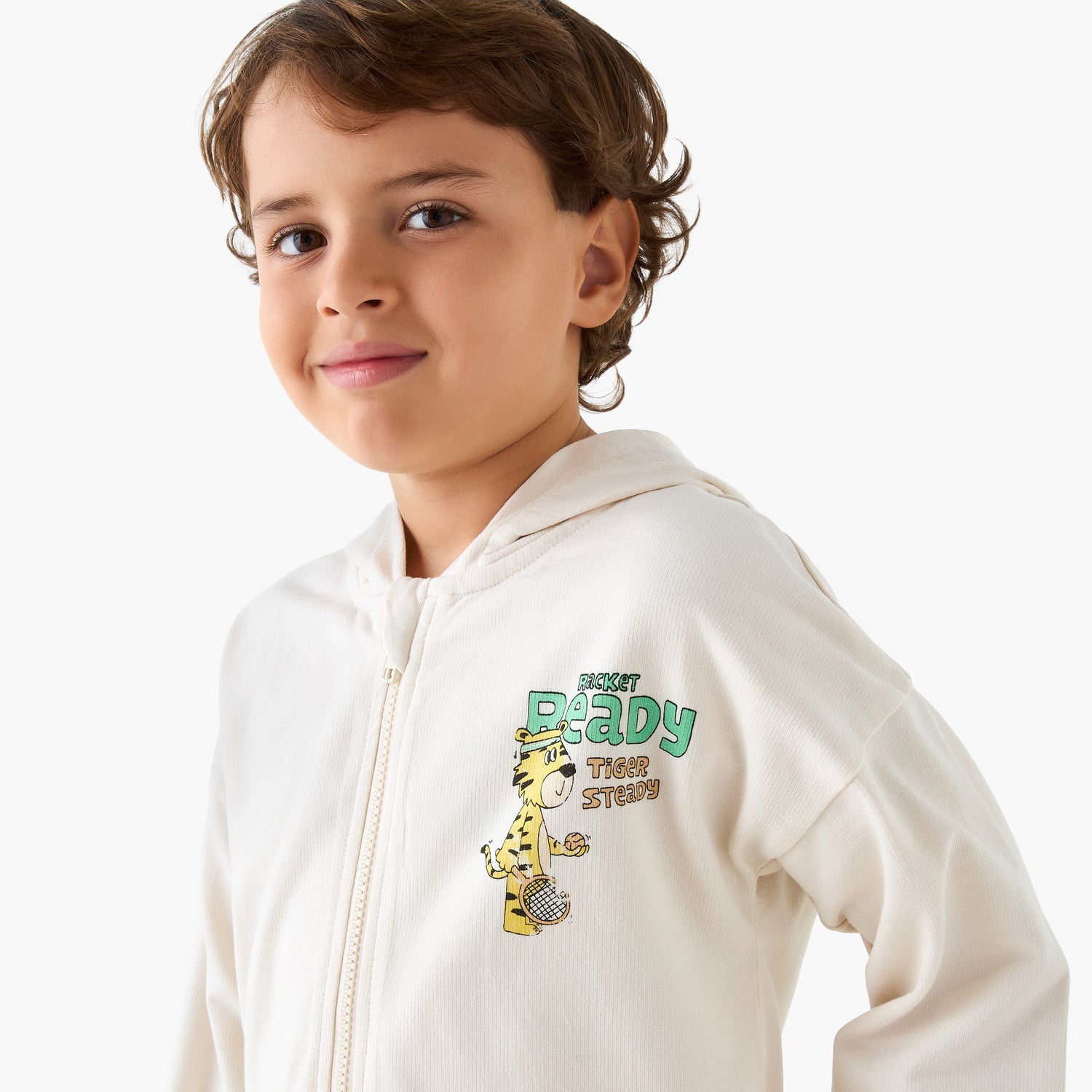 Juniors Tiger Print Hooded Sweatshirt and Joggers Set