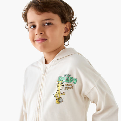 Juniors Tiger Print Hooded Sweatshirt and Joggers Set