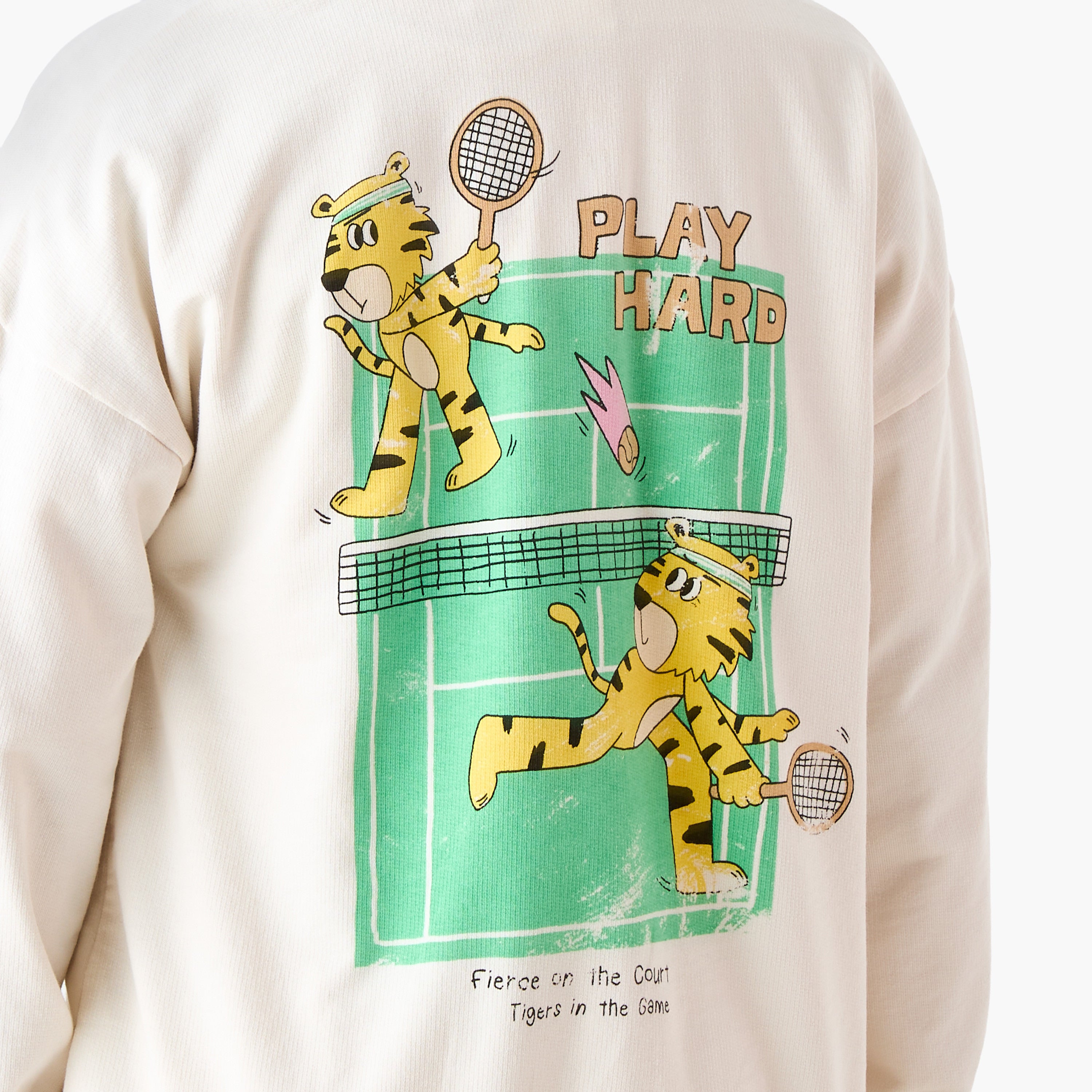 Juniors Tiger Print Hooded Sweatshirt and Joggers Set