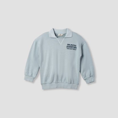 Juniors Boys Sweatshirt and Joggers Set with Text Print - Polyester - Long Sleeves and Collar