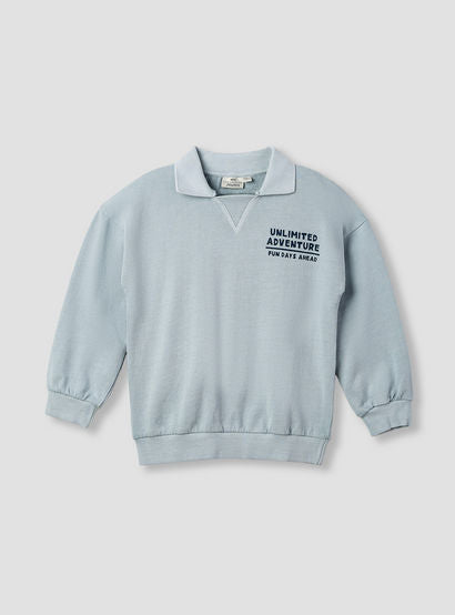 Juniors Boys Sweatshirt and Joggers Set with Text Print - Polyester - Long Sleeves and Collar-boys-clothing-winterwear-setsandcoords-image-2