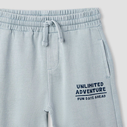 Juniors Boys Sweatshirt and Joggers Set with Text Print - Polyester - Long Sleeves and Collar