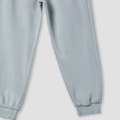 Juniors Boys Sweatshirt and Joggers Set with Text Print - Polyester - Long Sleeves and Collar