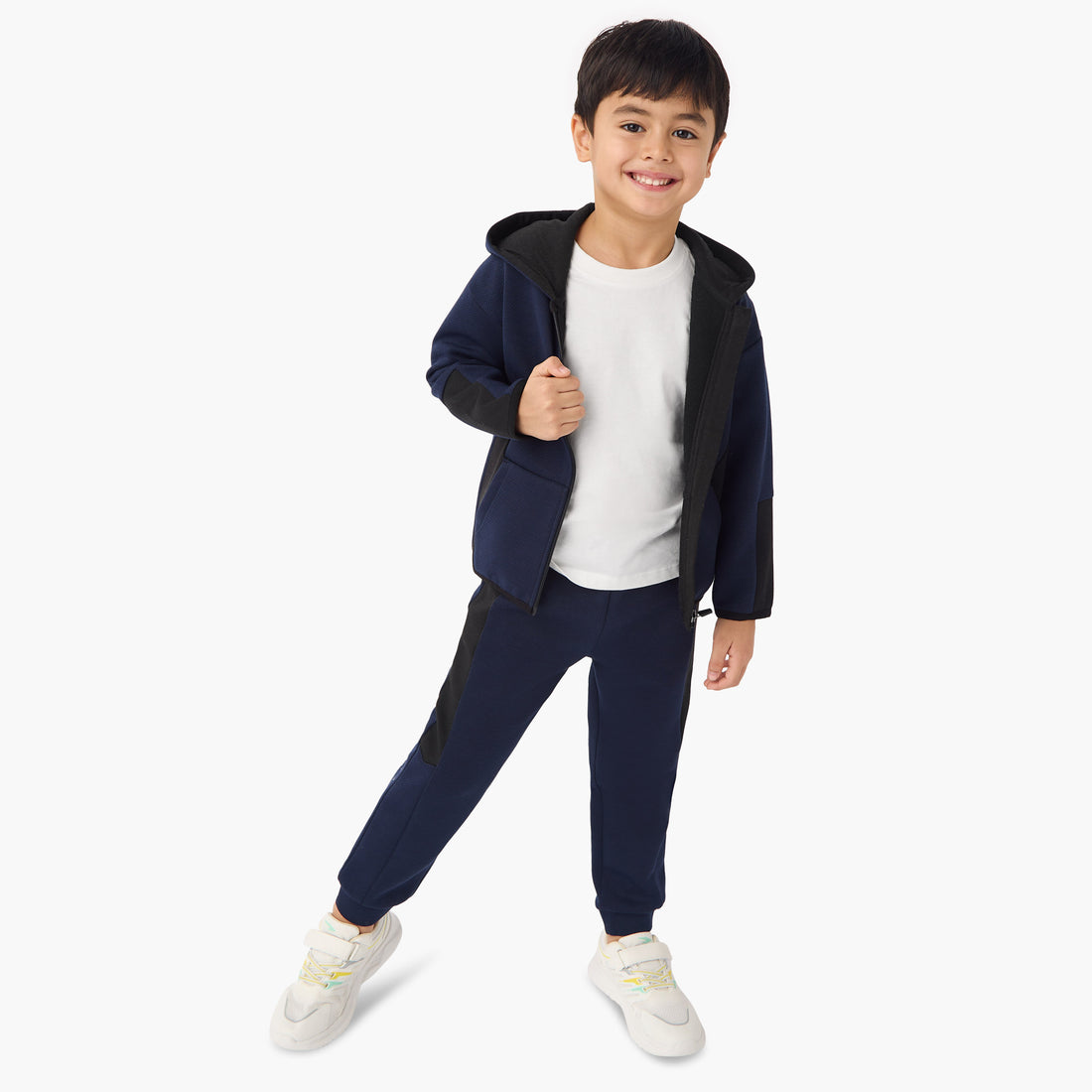 Juniors Textured Hooded Sweatshirt and Joggers Set - Blue / 6-7 yrs