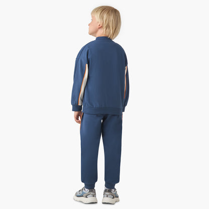 Juniors Boys Jacket and Joggers Set with Piping Accent - Cotton - Long Sleeve - Mandarin Collar