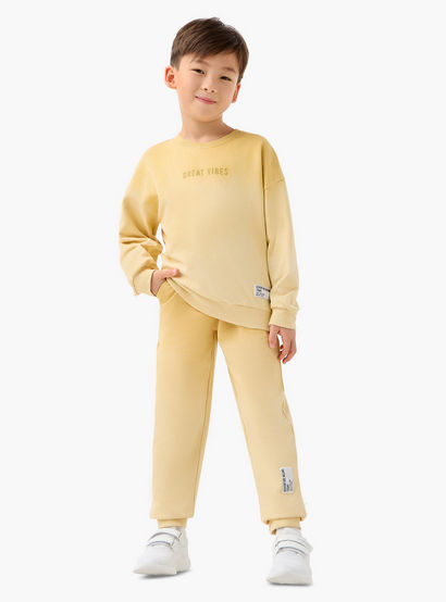 Juniors Boys Sweatshirt and Joggers Set with Slogan Print - Cotton - Long Sleeves-boys-clothing-setsandcoords-image-1