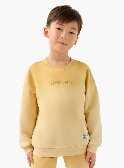Juniors Boys Sweatshirt and Joggers Set with Slogan Print - Cotton - Long Sleeves-boys-clothing-setsandcoords-image-2