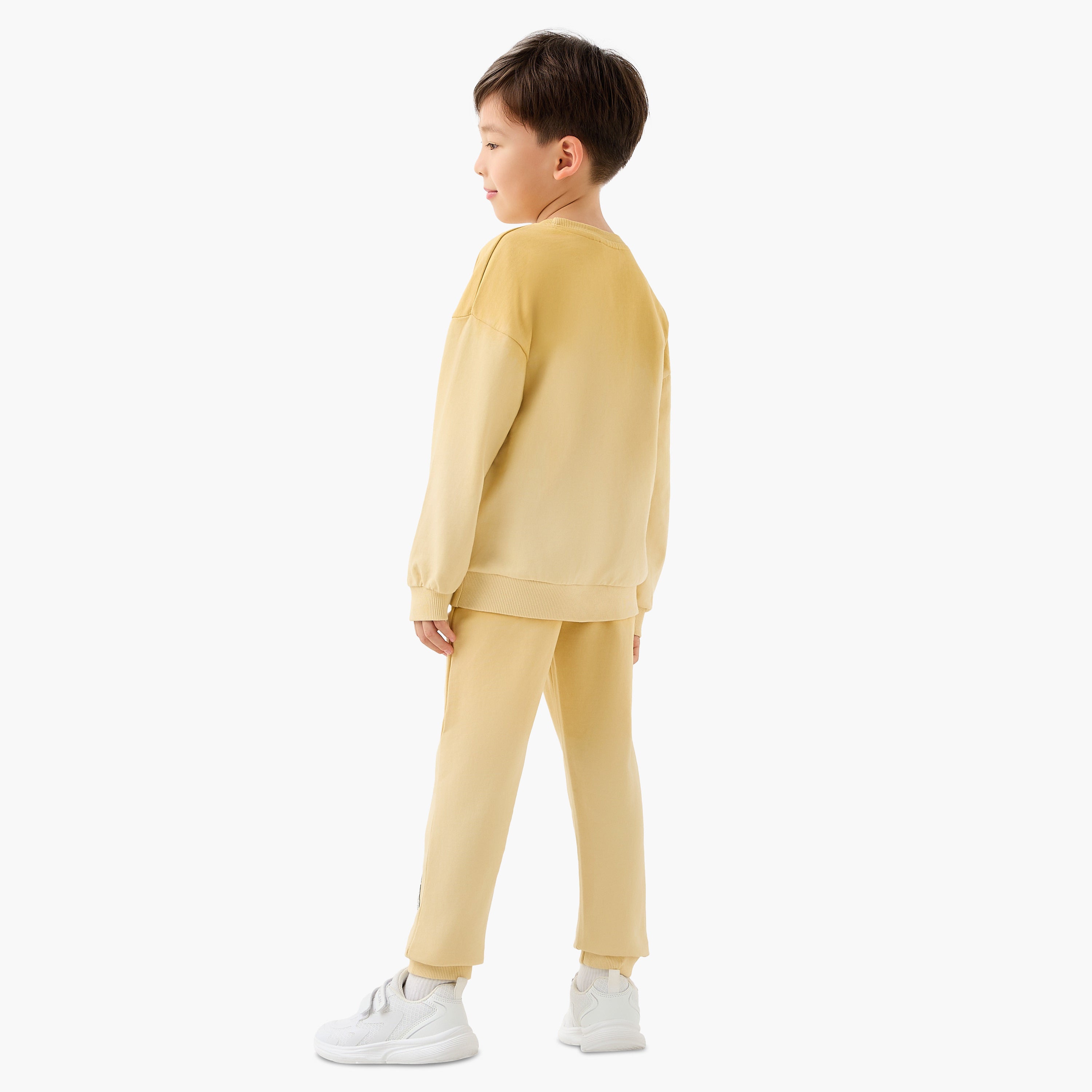 Juniors Boys Sweatshirt and Joggers Set with Slogan Print - Cotton - Long Sleeves