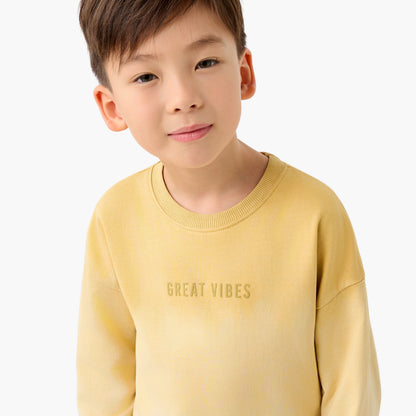 Juniors Boys Sweatshirt and Joggers Set with Slogan Print - Cotton - Long Sleeves