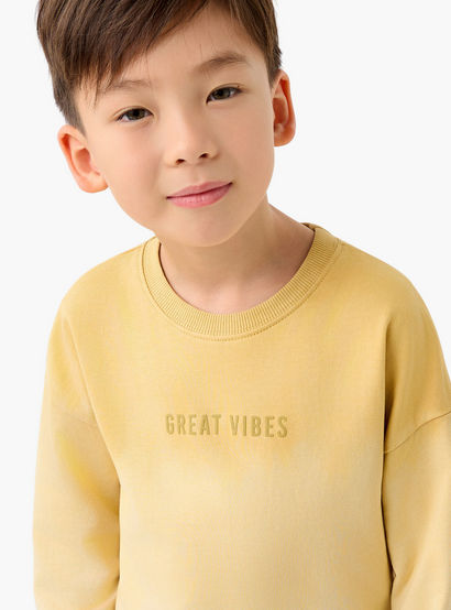 Juniors Boys Sweatshirt and Joggers Set with Slogan Print - Cotton - Long Sleeves-boys-clothing-setsandcoords-image-5
