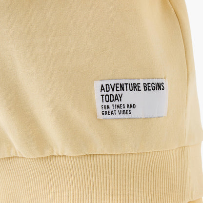 Juniors Boys Sweatshirt and Joggers Set with Slogan Print - Cotton - Long Sleeves