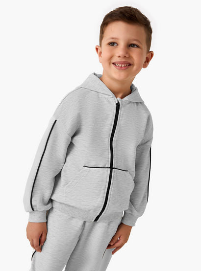 Juniors Boys Sweatshirt and Joggers Set with Hood - Soft Polyester - Long Sleeves-boys-clothing-setsandcoords-image-2