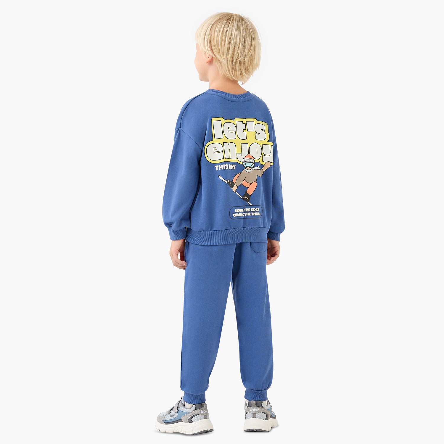 Juniors Boys Sweatshirt and Joggers Set with Graphic Print - Cotton - Long Sleeves - Crew Neck