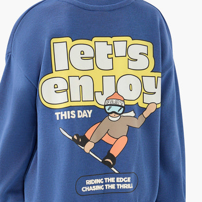 Juniors Boys Sweatshirt and Joggers Set with Graphic Print - Cotton - Long Sleeves - Crew Neck