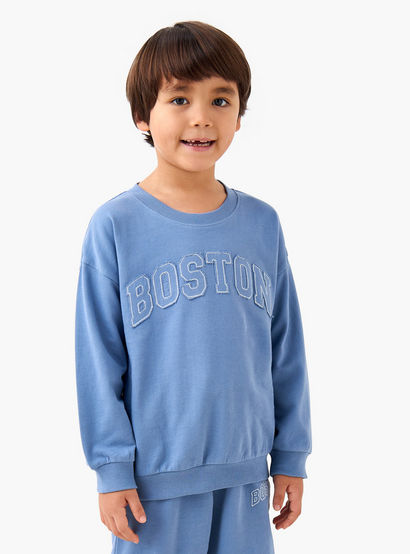 Juniors Boys Sweatshirt and Joggers Set with Boston Applique - Cotton - Long Sleeves-boys-clothing-setsandcoords-image-2
