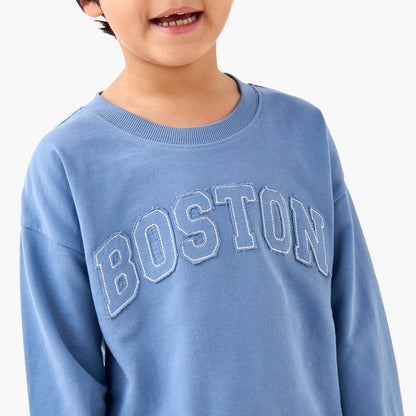 Juniors Boys Sweatshirt and Joggers Set with Boston Applique - Cotton - Long Sleeves