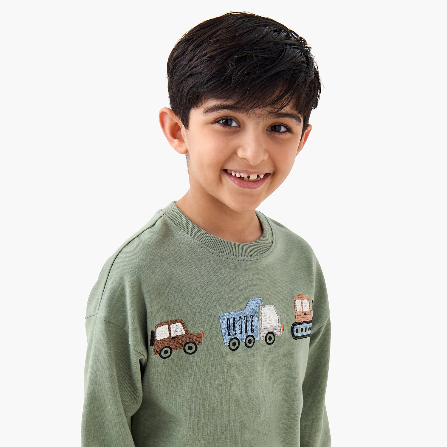 Juniors Boys Sweatshirt and Cargo Joggers Set with Embroidery - Cotton - Long Sleeves - Crew Neck