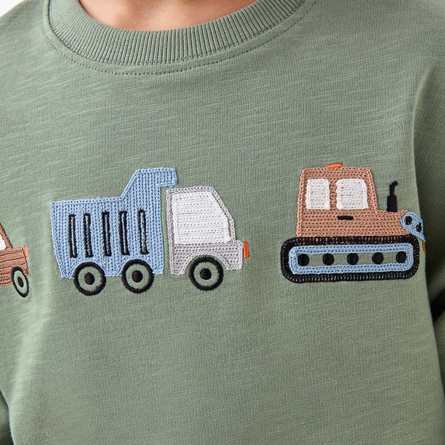 Juniors Boys Sweatshirt and Cargo Joggers Set with Embroidery - Cotton - Long Sleeves - Crew Neck
