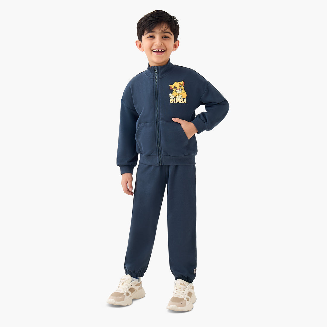 Disney Boys Sweatshirt and Joggers Set with Lion King Print - Cotton - Long Sleeves - High Neck - Blue / 6-7 yrs