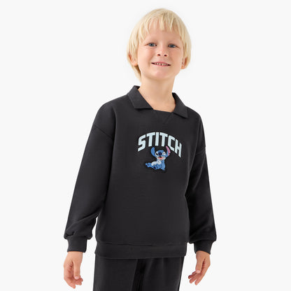 Disney Boys Sweatshirt Joggers Set with Stitch Print - Cotton Blend - Long Sleeves - Collar