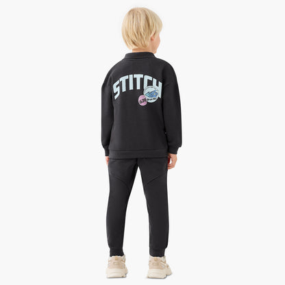 Disney Boys Sweatshirt Joggers Set with Stitch Print - Cotton Blend - Long Sleeves - Collar