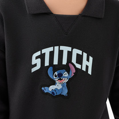 Disney Boys Sweatshirt Joggers Set with Stitch Print - Cotton Blend - Long Sleeves - Collar
