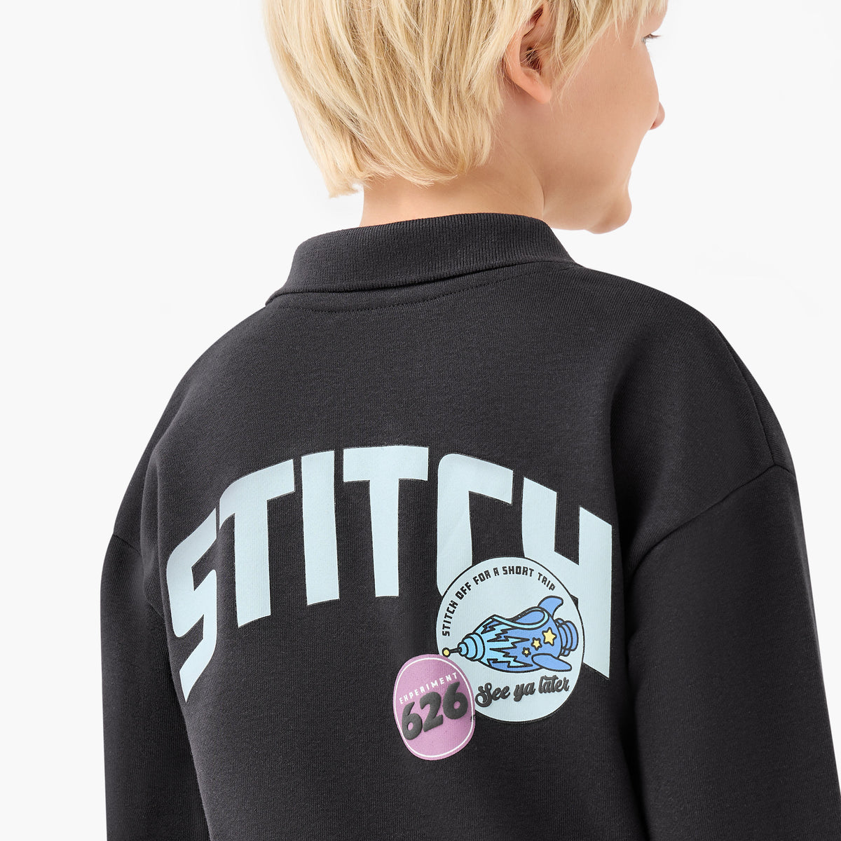 Disney Boys Sweatshirt Joggers Set with Stitch Print - Cotton Blend - Long Sleeves - Collar