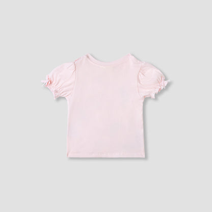 Juniors Printed T-shirt with Puff Sleeves